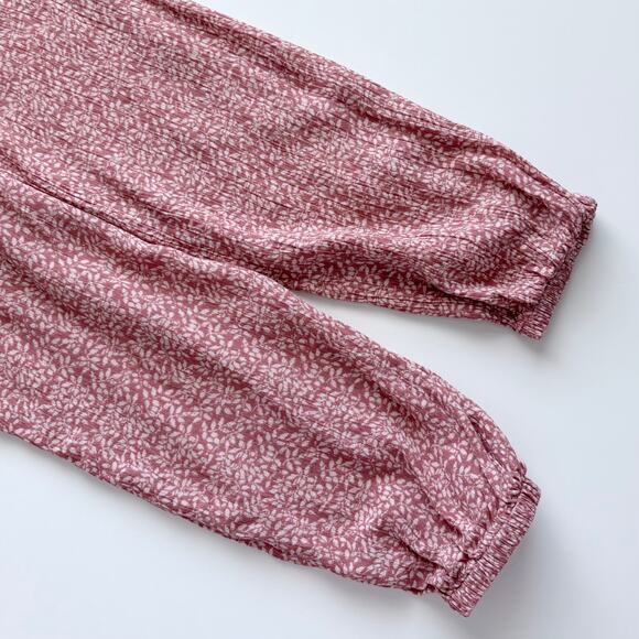 Faherty Montara Dress Size Medium Mauve Leaf Floral Feminine Vacation Casual - Picture 5 of 10